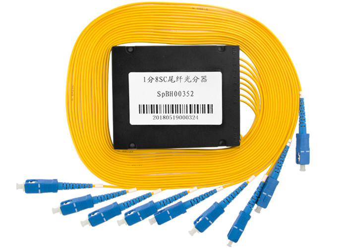Single Mode Plc Fiber Optic Cable Splitter 1x8 For Catv With SC APC Adapter