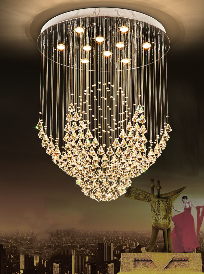 Round design large crystal chandelier modern lighting Diamond Chandelier(WH-NC-37)