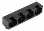Black 8P4C Female Rj45 Multiple Port Connectors For Network Equipments