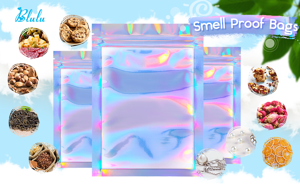 Gift Cosmetic Packaging Bag Smell Proof Holographic Clear Cosmetic Brush Pen Mylar
