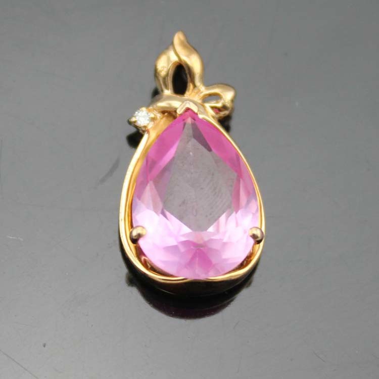 Rose Gold Plated 925 Silver Pendant with 10mmx14mm Pink Cubic Zircon(PSJ0423)