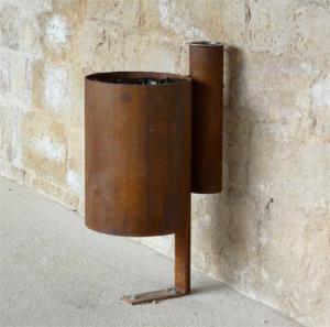 Wholesale Antique Corten Steel Urban Trash Can Dia 390mm Round Metal Litter Bins from china suppliers