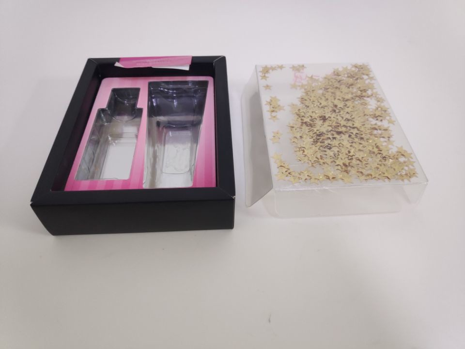 Beautiful customized cosmetic paper packaging box with plastic innertray
