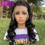 13x6 Loose Wave Human Hair 180% Density Swiss Lace Frontal Wigs