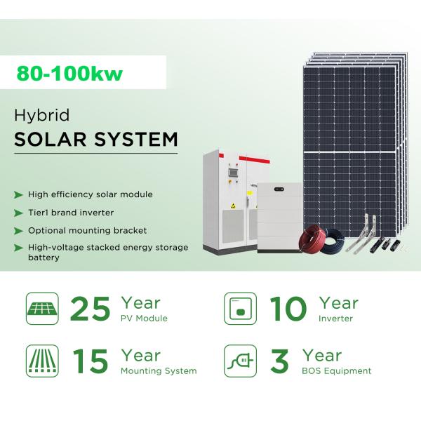 80KW 100KW Hybrid Solar Power System 60Hz Industrial With Lifepo4 Or Lithium Battery