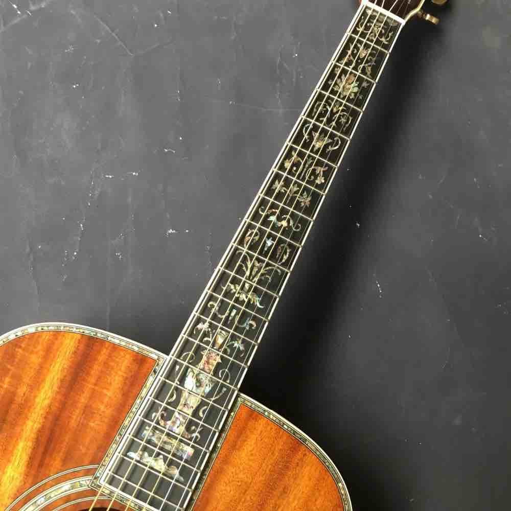 Real Abalone Inlays Ebony Fingerboard 41" Koa Wood Classic Acoustic Guitar
