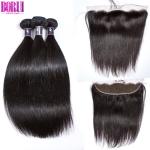 Brazilian Untreated 12a Straight Human Hair , 13 * 6 Swiss Lace Frontal