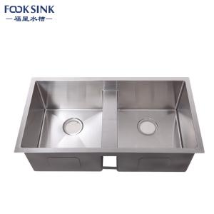 Wholesale 33''X18''X10 Low Divide Stainless Steel Sink , Durable Double Bowl Kitchen Sink from china suppliers