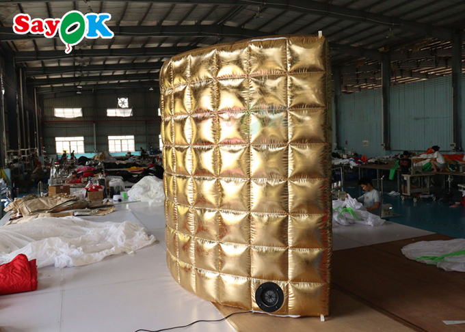 Portable Golden Inflatable Photo Booth Wall Led Lighting Curve Backdrop Photobooth Enclosure