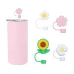 3D Flower Design Silicone Straw Cap 100% Bpa Free Non Toxic Safe Silicone