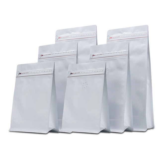 half lb/8oz Stand Up Coffee Bag/Flat Bottom Pouch with Air Release Valve and Reusable Side Zipper/Smell Proof Bags