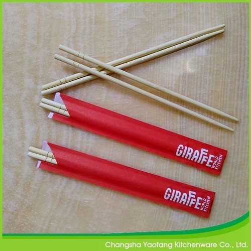 Environmentally Friendly Round Bamboo Chopsticks 20cm With Semi Closed Paper Sleeve