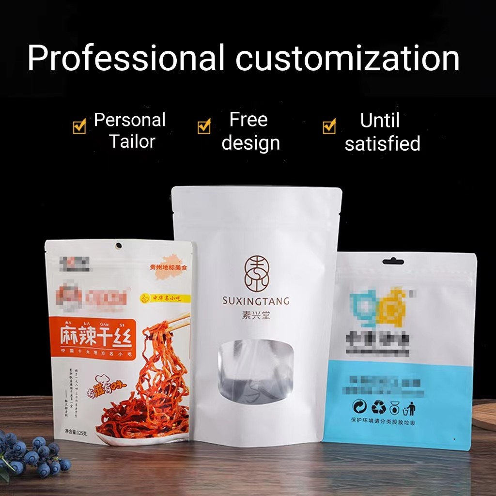 Custom Printed Biodegradable Custom Zipper Bag Pouch Flat Bottom Kraft Tea Bag