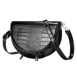 Womens Small Black Pu Leather Saddle Bag Handbags Crossbody