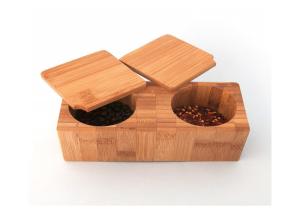 Wholesale BAP Free Wooden Salt And Pepper Box 2 Compartment Contemporary Style from china suppliers