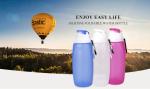 Blue Workout Water Bottles 500ML Foldable Silicone Sports Bottle