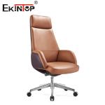 Blue Executive Leather Chair With Stainless Steel Assembly For Office