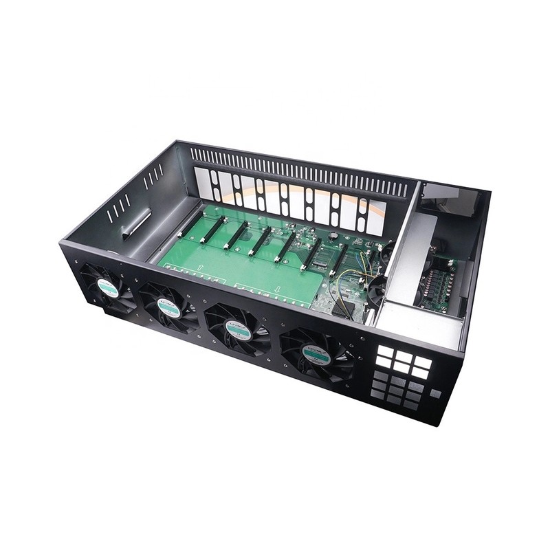 480MH X79 8 GPU Mining Server Case Intel Celeron CPU 8GB DDR3 128G SSD