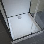 Pivot Door Square 4mm Tempered Clear Glass Shower Cabin With White Acrylic Tray