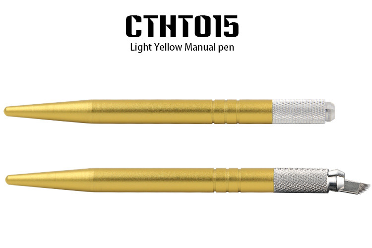 Anti Slip Yellow Eyebrow Manual Tattoo Pen For Makeup Microblading