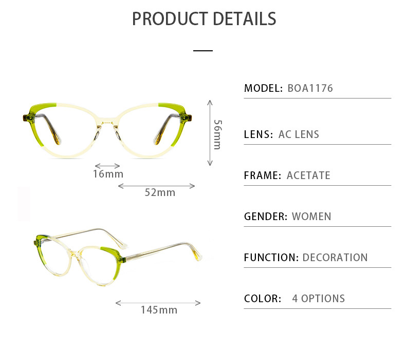 Retro Cat Eye Acetate Frame Glasses Optical Eyeglasses 52-16-140