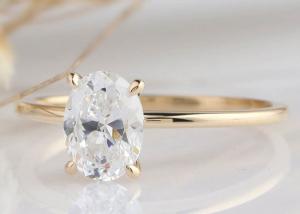 Wholesale 1.5ct Oval Cut Lab Grown Moissanite Ring 14K Gold Material 0.7×0.9cm size from china suppliers