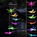 Color Changing Solar Power Wind Chime Hummingbird Butterfly Waterproof Outdoor