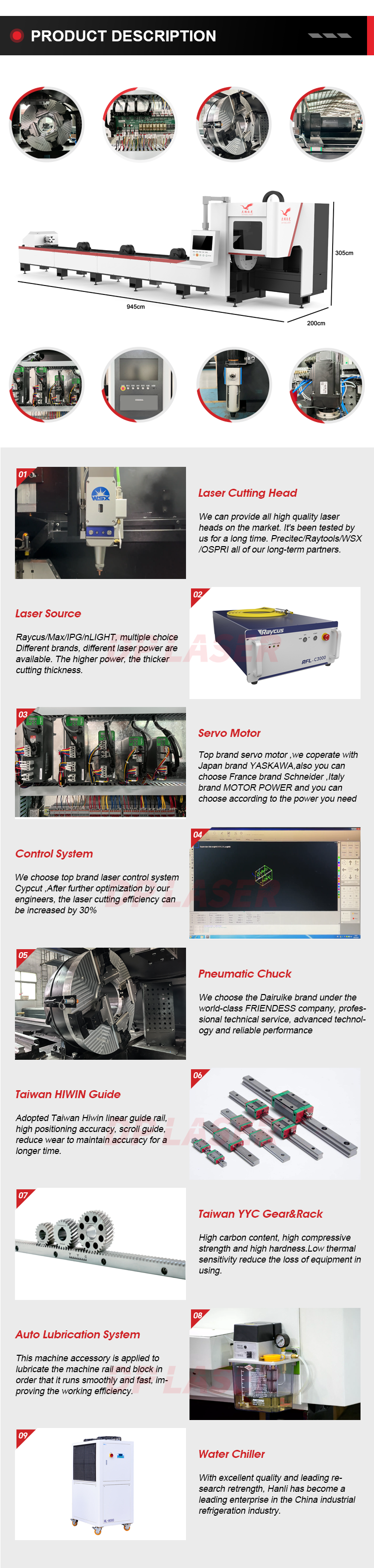 6022 Metal Round Square Tube Laser Cutting Machine CNC Automatic Type 100m/min