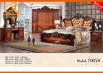 Classic italian luxury antique wooden leather bedroom furniture sets