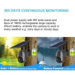 PIR Motion 3G 4G PTZ Camera 4MP 4G Solar Security Camera 360 View Color Night