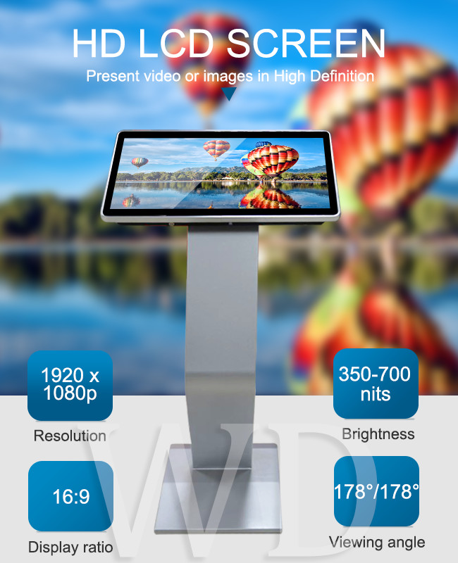 Multi Language 350 Cd/M2 Mini K Stand 4k Digital Signage For Hotels