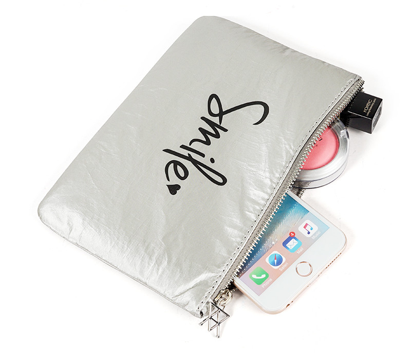 Women'S Retro Solid Color Tyvek Cosmetic Makeup Bag