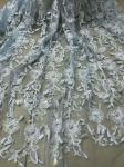 3D Flower Embroidered Sequin Tulle Beaded Lace Fabric For Wedding Dress Mesh