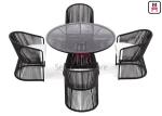 Aluminum Frame Outdoor Restaurant Tables , Black Rope Rattan Dining Chair With