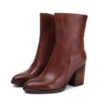 S327 Fashion All-Match Pointed Toe High Heel Women'S Leather Boots Simple