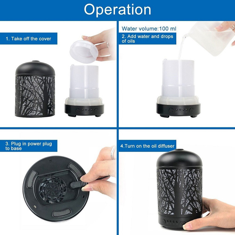 7 Color Changing 100ml Metal Aroma Diffuser For Home