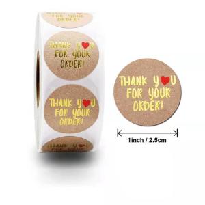 Wholesale 25mm Hot Foil Self Adhesive Round Labels Thank You Printable Stickers Roll For your Business Order from china suppliers