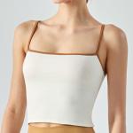 Polyester Contrast Women With Cushion Summer Wear Suspenders Fitness Top