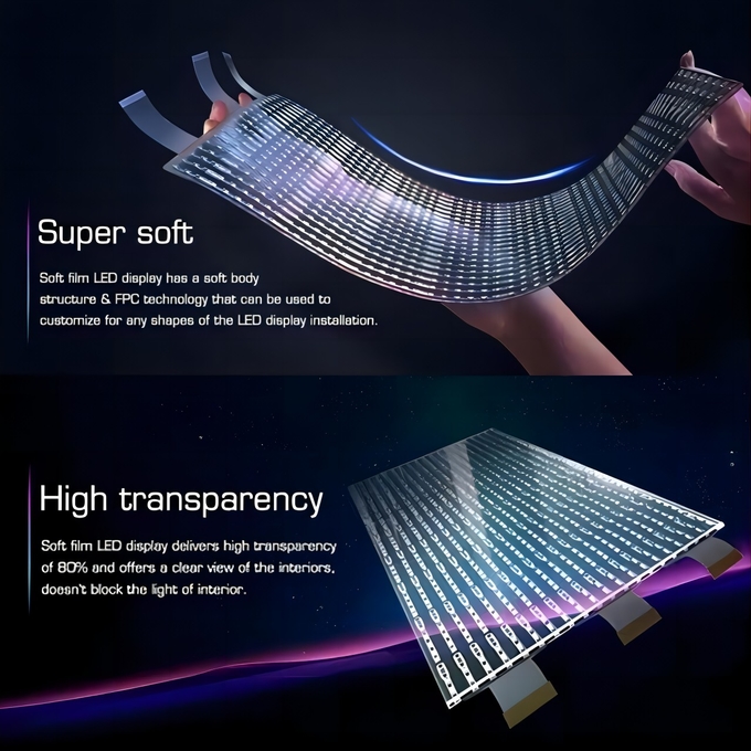 Film Transparent LED Display Screen Glass LED Screen Glass LED Mesh 3