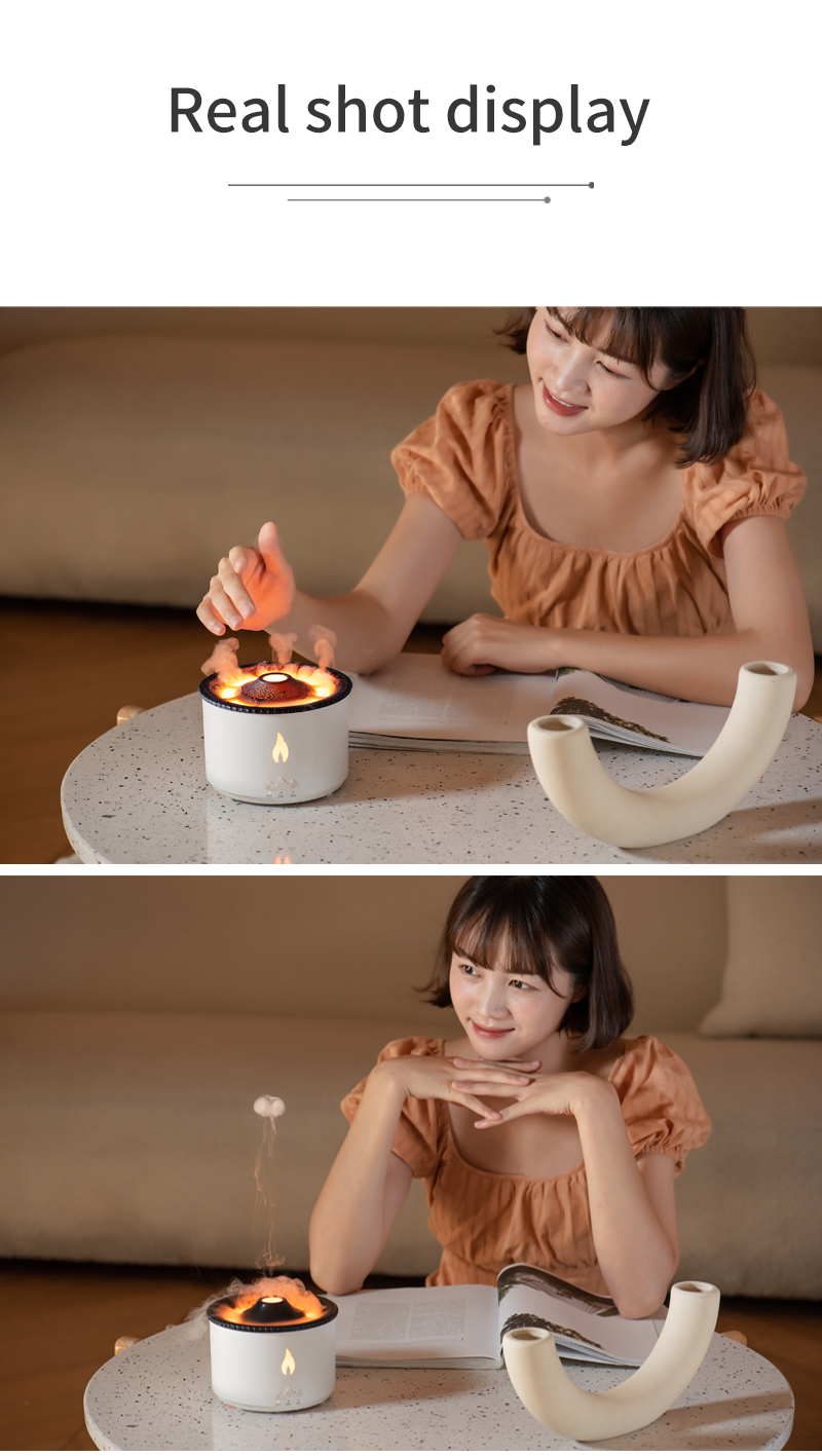 350ML Capacity 3D Flame Effect Volcano Air Humidifier Aroma Diffuser for Home Fragrance