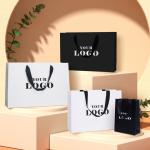 Cardboard Stamping Printed White Gift Paper Shopping Bags With Logos For