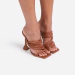 Nappa PU 10cm Women High Heeled Shoes Knotted Straps Square Toe