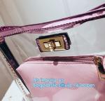 waterproof promotional clear tote pvc handle shopping bag, PVC mat waterproof
