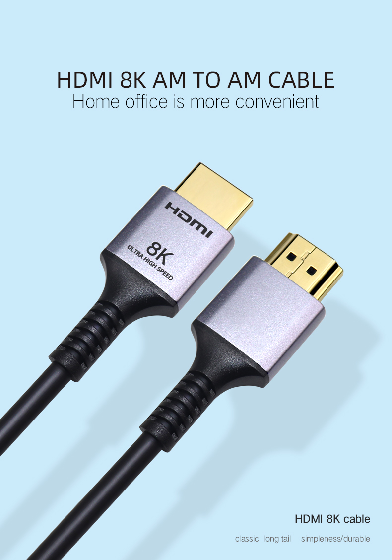 Aluminum Alloy 0.5m 1m 1.5m 2m 2.5m 3m 48gbps 8k Hdmi Cable For Laptop