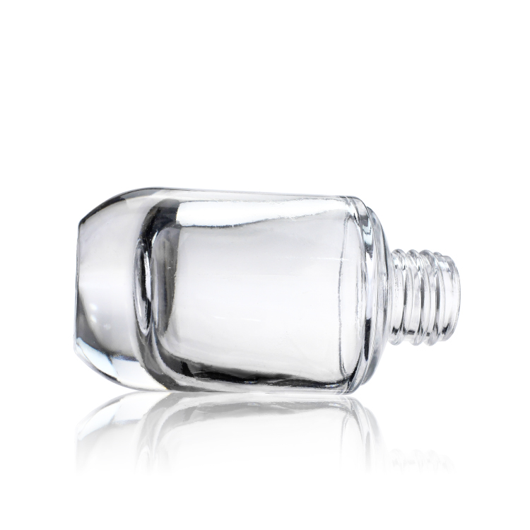 China Empty Clear 30ml Glass Liquid Foundation Bottle With White Pump F139 Popular Shape Makeup