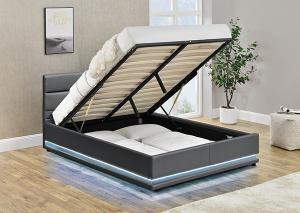 Wholesale Grey Leather Storage Bed With LED On The Headboard from china suppliers