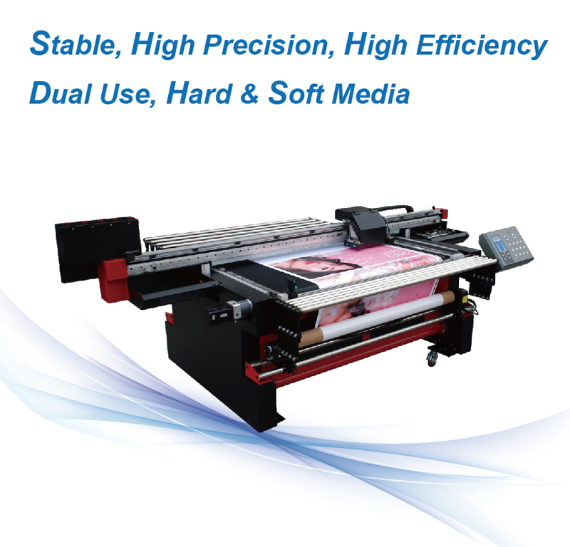 large format uv flatbed printer KUF1600.lightbox,roll up display.bill board