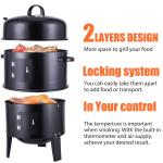 Easily Cleaned 3-Layer Metal Vertical Smoker Charcoal Grill for BBQ in Outdoor