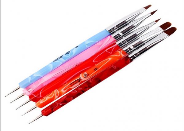 Quality Handle Nylon Hair Nail Art With Brushes / Nails Art Brush Bule Red for sale