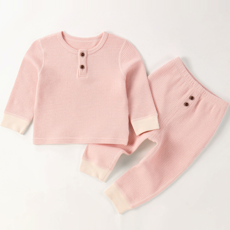 Autumn long sleeves newborn children's clothing sleepwear two pieces 4 colors optional kids baby clothes sets